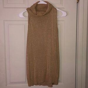 Gold Glitter Short Sleeve Turtle Neck shirt